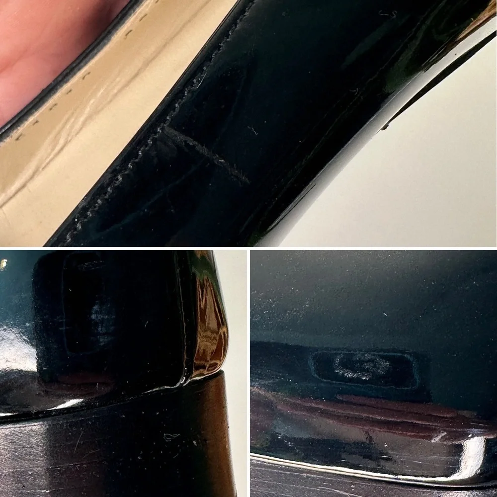 SALVATORE FERRAGAMO Vintage Letizia Black Patent Leather Pumps 7.5B | Gancini - Picture 10 of 10